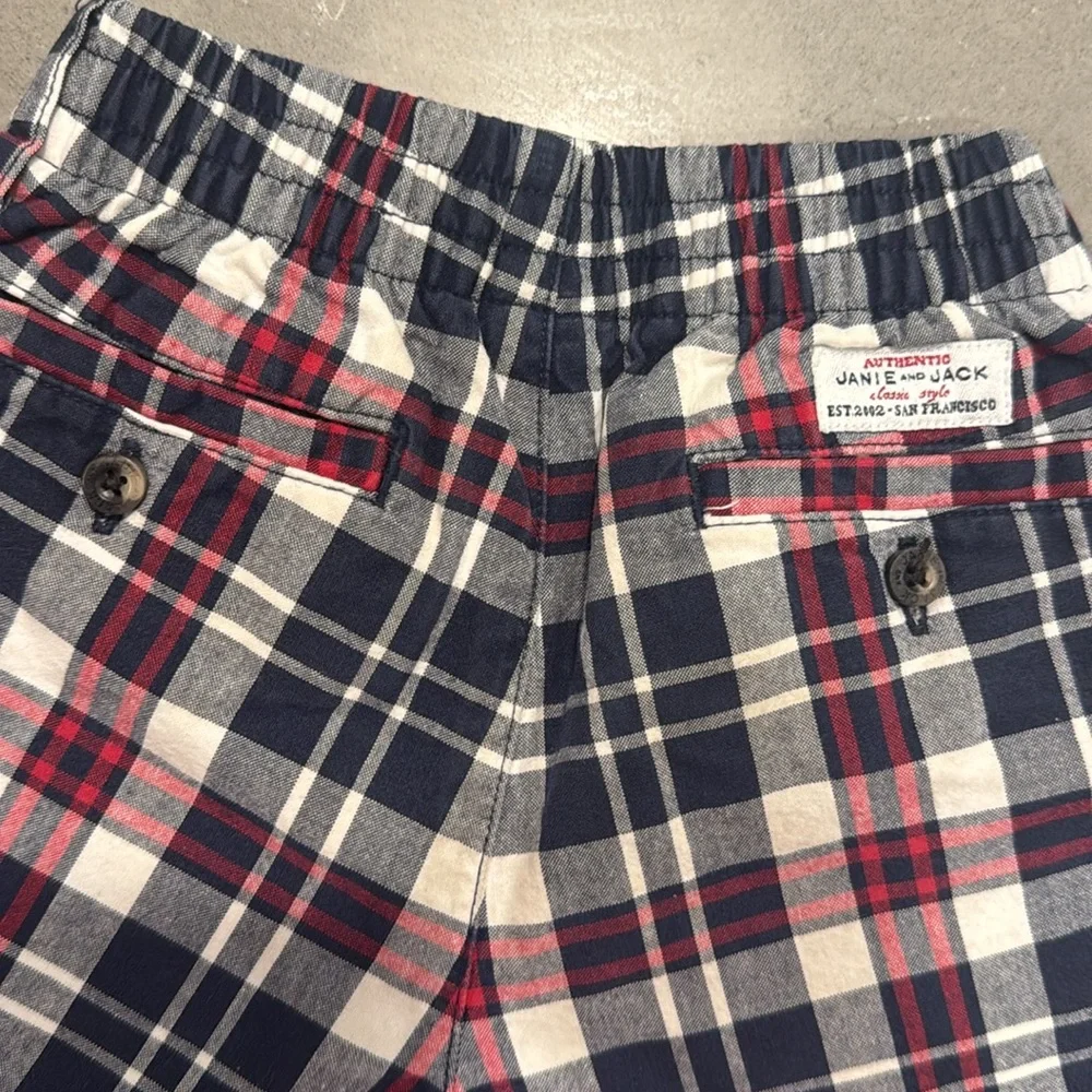 Janie and Jack baby size 6-12 months red white and blue plaid shorts